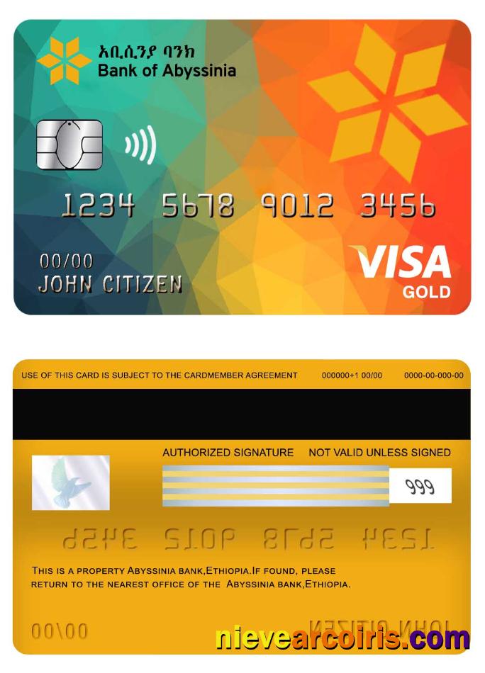Ethiopia Abyssinia bank visa gold card